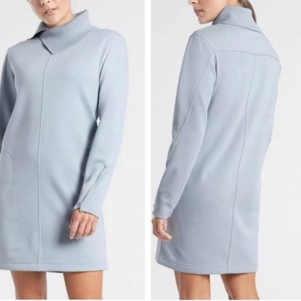 Athleta Cozy Karma Vela Sweatshirt Dress in Voyage Gray Size XL Warm